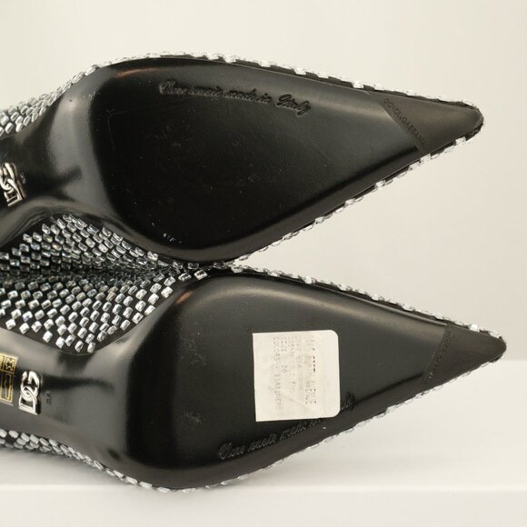 Dolce & Gabbana Lollo Knee-High Crystal-Embellished Stiletto Boots, Black, EU 36 - Picture 7 of 15